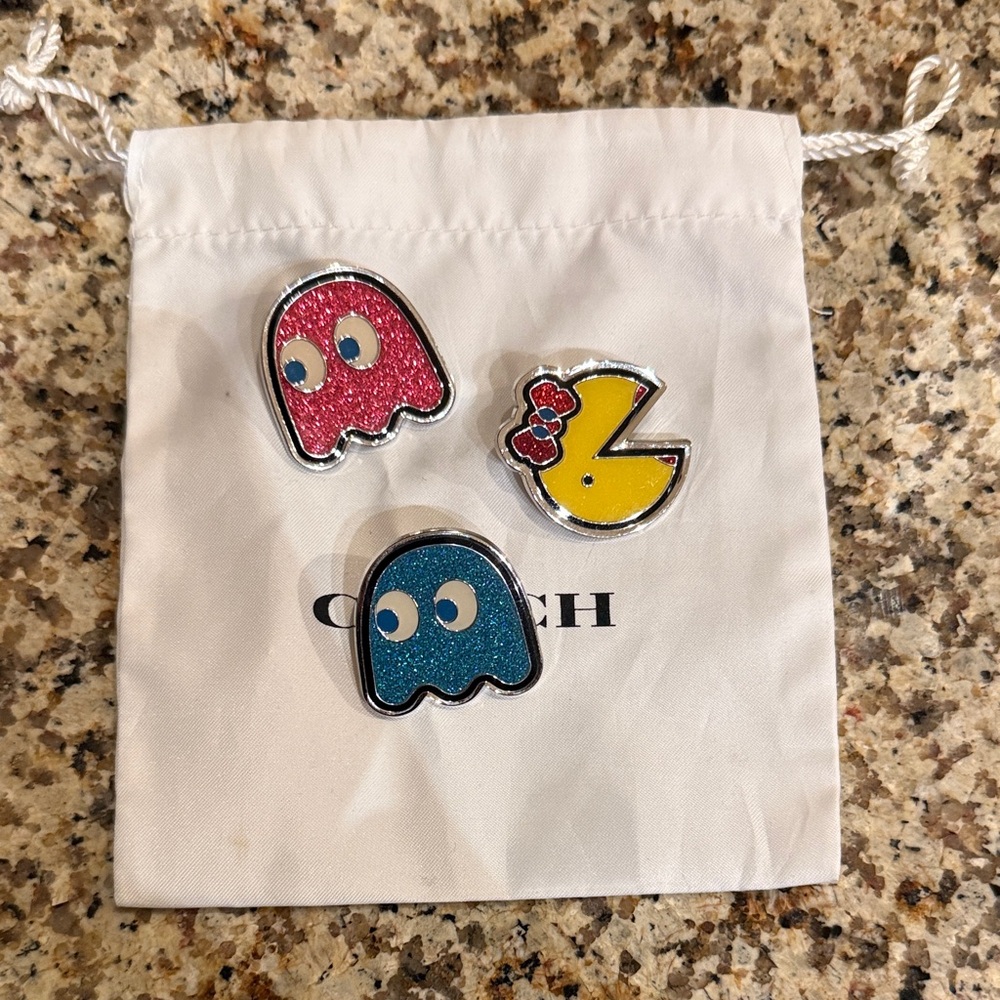 Coach Pac-Man Ghost Brooch Set - Pink, Blue, Yellow